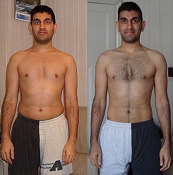 Fat loss before and after. That's me in the photos above, before and after 